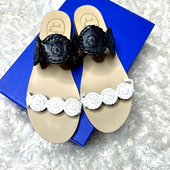 Jack Rodgers black and white Lauren sandal size 7.5 - Picture 1 of 7